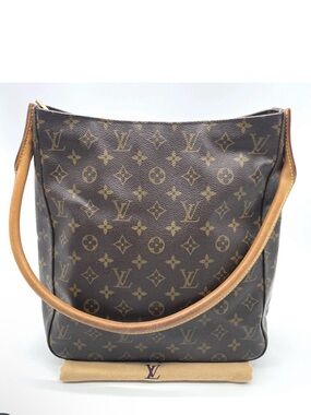 Louis Vuitton Monogram Canvas Shoulder Hobo in Brown and Tan